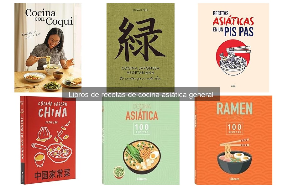 Libros de cocina asiática con guías de ingredientes