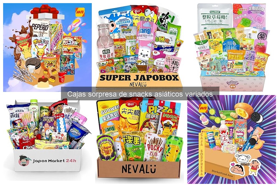 Tamaños de Cajas Sorpresa de Snacks Asiáticos Variados