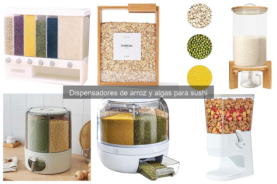 Tipos de dispensadores de arroz y algas para sushi