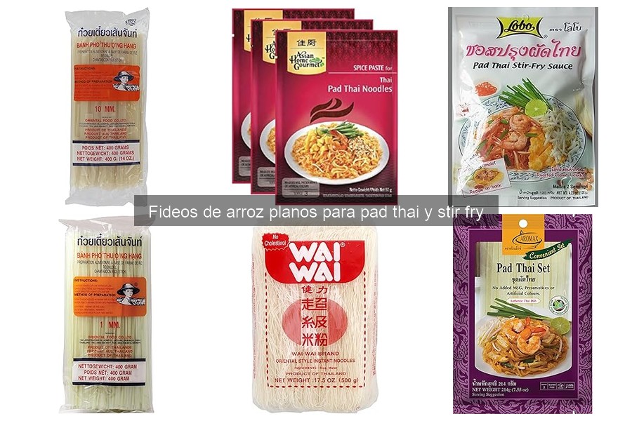 ** Tipos de fideos de arroz planos para Pad Thai y Stir Fry