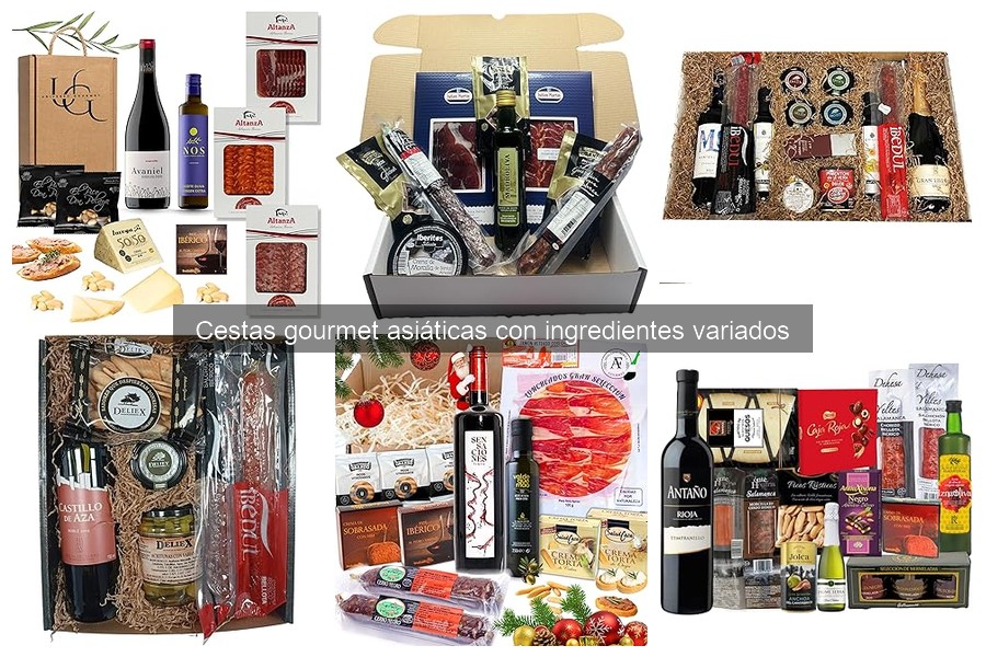 Tipos de ingredientes en cestas gourmet asiáticas